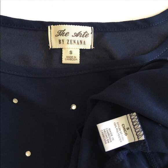 The Arte by Zenana sheer chiffon ruffled embellished tank small - Picture 7 of 8